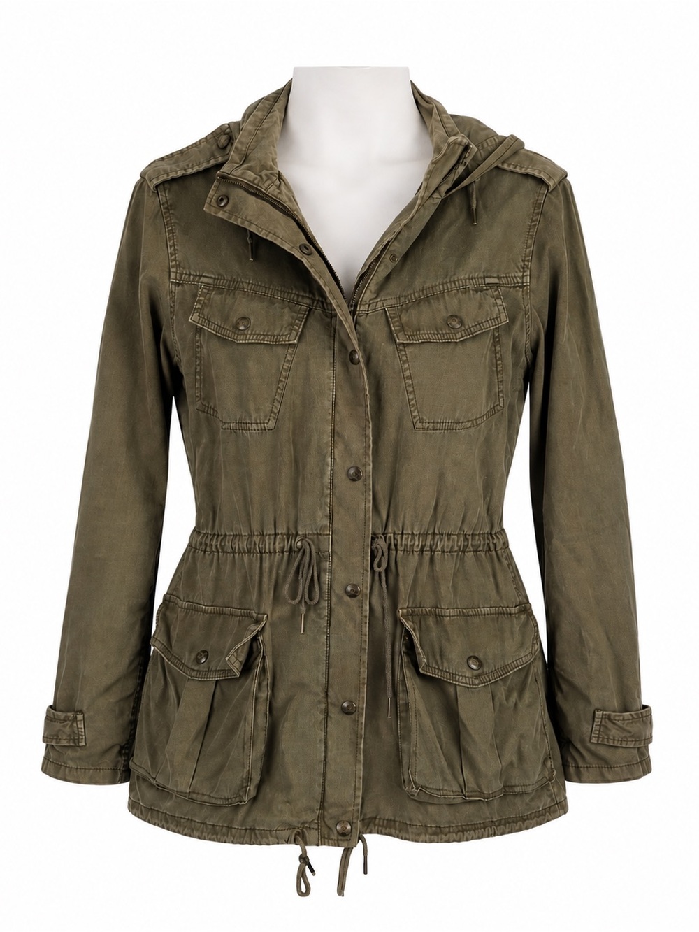 Size XS Talula Aritzia Trooper Jacket Olive Green Cotton Utility Military Hooded
